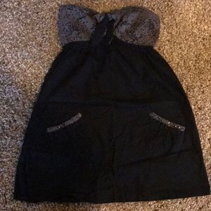 Black and grey strapless dress